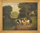 A. Emil Prinz, Summer Landscape with Cows, Oil on canvas