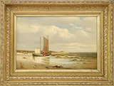 Charles Henry Gifford, Two Men with Boat on Beach, Oil on canvas