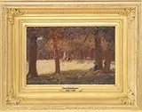 Edward Mitchell Bannister, Figure Reading in a Clearing, Oil on canvas