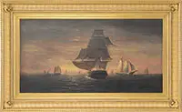 Wesley Webber, Busy Shipping with an Evening Sky, Oil on canvas