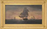 Wesley Webber, Busy Shipping with an Evening Sky, Oil on canvas