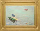 Charles Herbert Woodbury, Colorful Dinghies on Tranquil Water