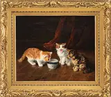 Alfred-Arthur Brunel de Neuville, Three Kittens with Cup of Milk