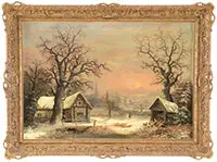 Charles Branwhite, Winter Landscape with a Mill, Oil on canvas