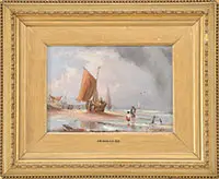 Edward William Cooke, Low Tide, Oil on copper