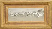 Charles Caryl Coleman, Caprill As Seen from Mt, SALARO – ISOLA DI CAPRI…”. Pastel on gray paper