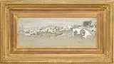 Charles Caryl Coleman, Caprill As Seen from Mt, SALARO – ISOLA DI CAPRI…”. Pastel on gray paper