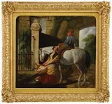 James Hay Davies, Meeting Outside the Gate, Oil on canvas