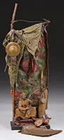 Franz Bergman, Arab Man with Rifle Under Tent Lamp, Cold-painted polychromed bronze Impressed foundry stamp and numbered, also marked on base “Made in Austria”