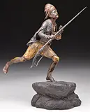 Signed, Arab Running with Rifle, Cold-painted polychromed bronze