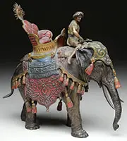 Unsigned, Elephant with Howdah and Parsee, Bronze