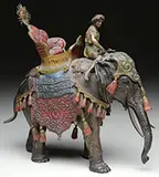 Unsigned, Elephant with Howdah and Parsee, Bronze