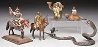 Five Small Austrian Bronzes by Unsigned, Cold-painted polychromed bronze One is signed “Vienna”; others unmarked, sold Aug 2013