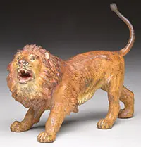 Unsigned, Standing Lion, Cold-painted polychromed bronze