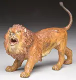 Unsigned, Standing Lion, Cold-painted polychromed bronze