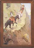 Robert Farrington Elwell, Figures on Horseback Ascending a Mountain Trail, Oil on canvas