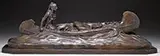 Robert Farrington Elwell, Indian Paddling a Canoe, Bronze on wood base