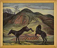 William C. Grauer, Landscape with Horses, Oil on canvas