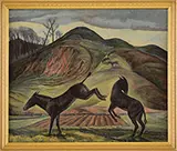 William C. Grauer, Landscape with Horses, Oil on canvas