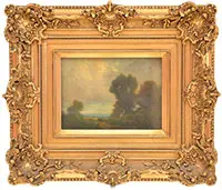 Robert Crannell Minor, Barbazon Style Landscape, Oil on wood panel