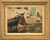 Burr H. Nicholls, On the Canal Edge, Oil on canvas laid to board