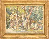 Ogden Pleissner, The Country Store, Watercolor on paper