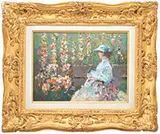 Donald Roy Purdy, Amongst the Hollyhocks, Oil on Masonite