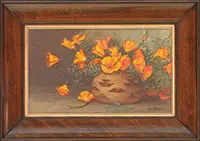 Ellen Burpee Farr, California Poppies in an Indian Basket, Oil on canvas