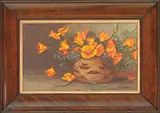 Ellen Burpee Farr, California Poppies in an Indian Basket, Oil on canvas