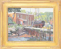 Mike Graves, Harborside Boatyard, Oil on canvas