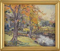Fresh River Paskamansett by Otis Cook, Oil on academy board, sold Aug 2013