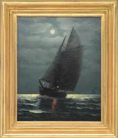 James Gale Tyler, Moonlight Sail, Oil on canvas