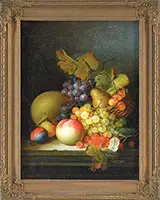 J. Collins, Still Life of Fruit, Oil on panel