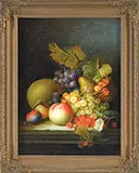 J. Collins, Still Life of Fruit, Oil on panel