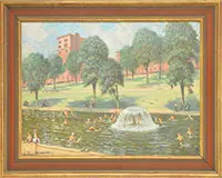 Harold W. Cheney, Frog Pond”, Boston Commons, Oil on board