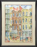 Paul Shea, Walking Along the City Street, Watercolor