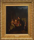 Market Buying Under Lantern Light by Johannes Christoffel Vaarberg, Oil on wood panel, sold Aug 2013