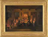 Pieter Geerard Sjamaar, Playing Dice in a Tavern at Night, Oil on wood panel