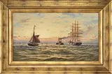 Parker Greenwood, Shipping on a Busy Coast, Oil on canvas