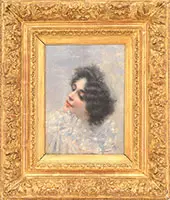 Antoni Torres Fuster, Woman with Black Hair, Oil on wood panel