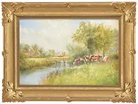 Arthur Stanley Wilkinson, Summer Landscape with Cows and Farm, Watercolor on paper