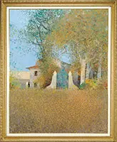 Fontfroide by André Bourrié, Large oil on canvas, sold Aug 2013