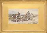 Henry Enrico Coleman, Donkey Cart with Horse and Rider, Watercolor