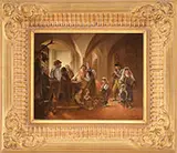 Emil Pap, Gypsy Family in a Tavern, Oil on wood panel
