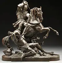 Battling Knights by Unsigned, Patinated spelter, sold Aug 2013