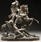 Unsigned, Battling Knights, Patinated spelter