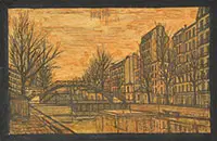 City Scene by Bernard Buffet, Print on canvas with oil highlights, sold Aug 2013