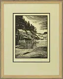 Carroll Thayer Berry, Four Wood Engravings with Conti Crayon and Pencil Sketch, 1) Woodblock engraving