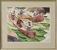 James Fitzgerald, White Water Canoeing, Watercolor