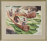 James Fitzgerald, White Water Canoeing, Watercolor